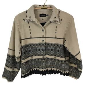 True Grit Tassel Trim Embroidered Jacket Size Medium